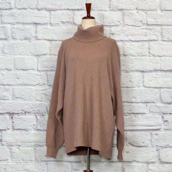 Free People Dusty Pink Oversized Slouch Turtleneck Sweater - Picture 1 of 6